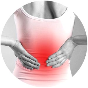 Person holding their lower back in pain